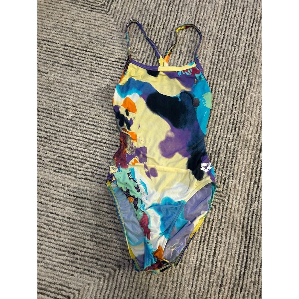 ARENA Womens Mark Challenge Back Onepiece Size 32 Abstract Watercolor